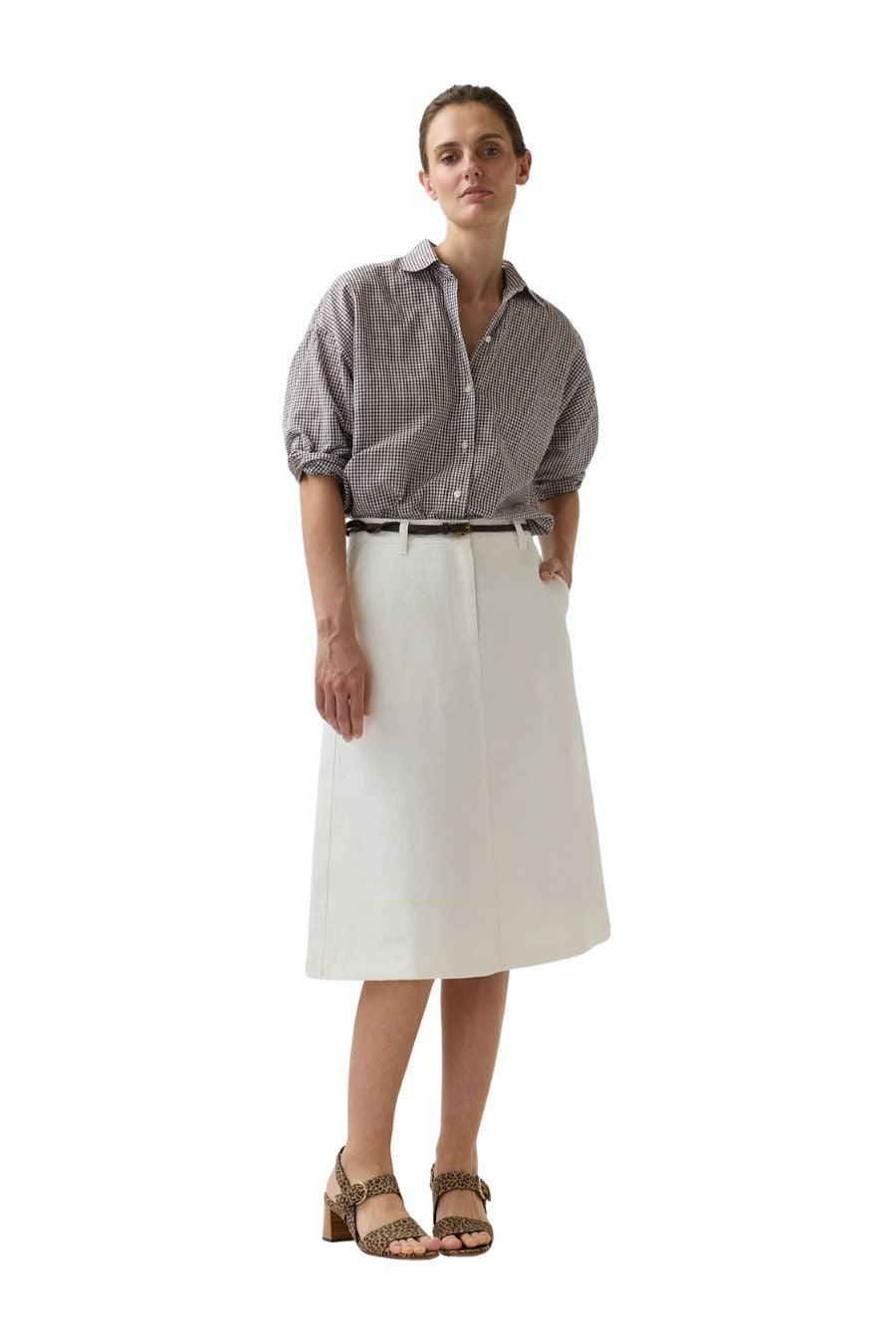 Weekender Shirt in Chocolate Graph Check Cotolino