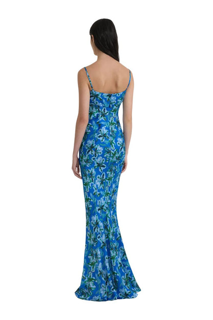 Renee Long Dress in Waterlily Azure