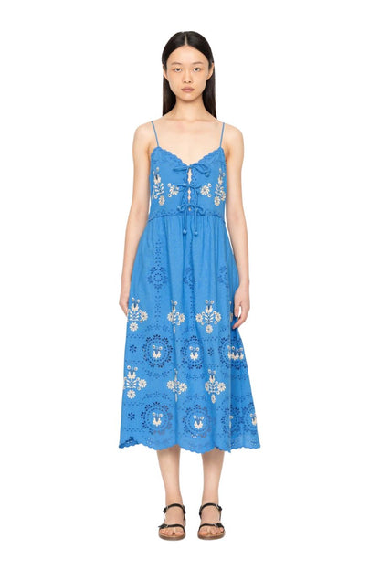 Catharina Embroidered Dress in Blue