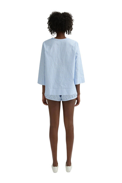 Lila Blouse in Blue Gingham