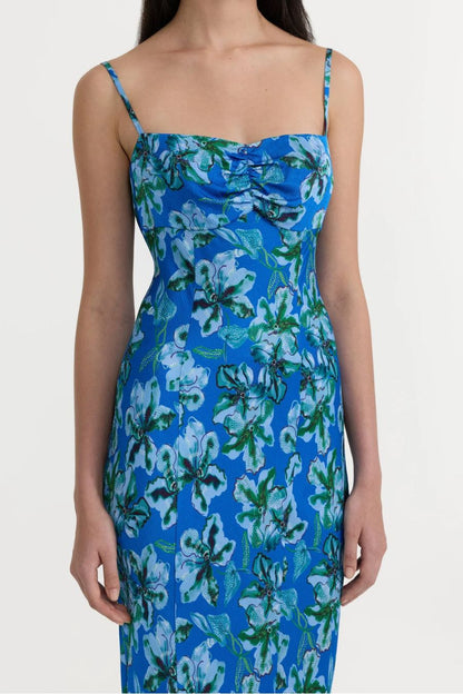 Renee Long Dress in Waterlily Azure