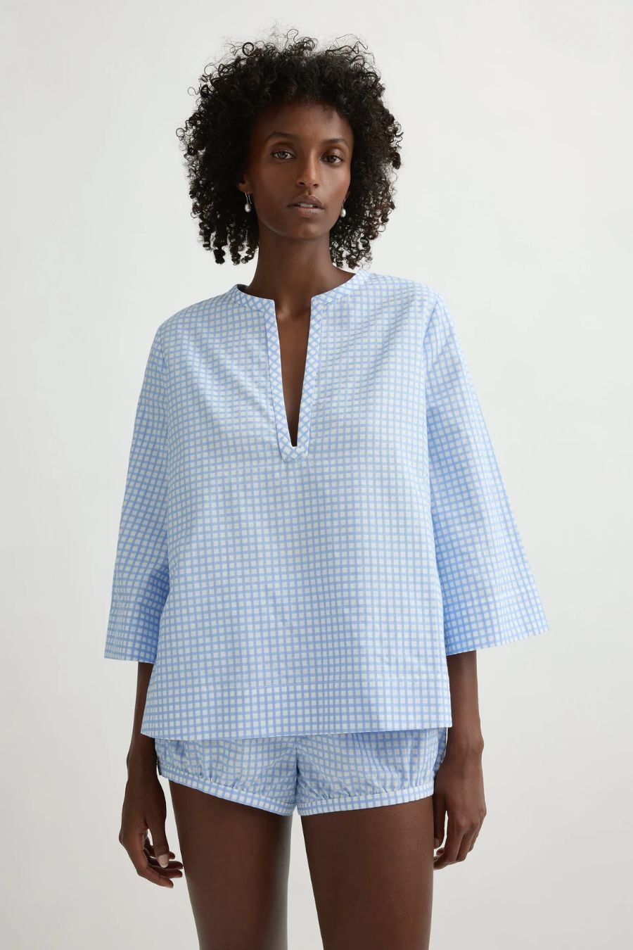 Lila Blouse in Blue Gingham