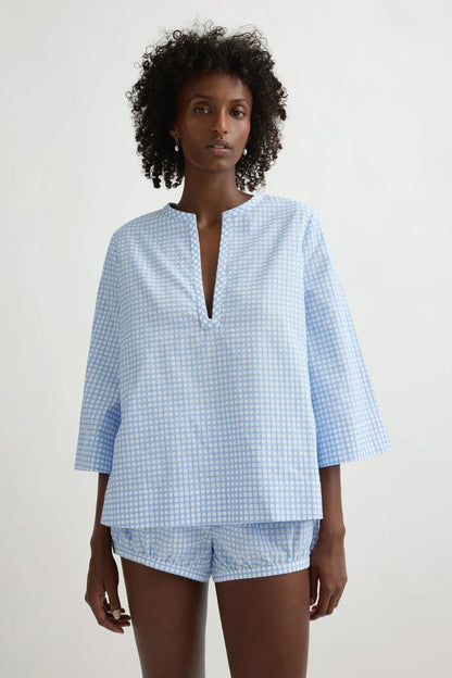 Lila Blouse in Blue Gingham
