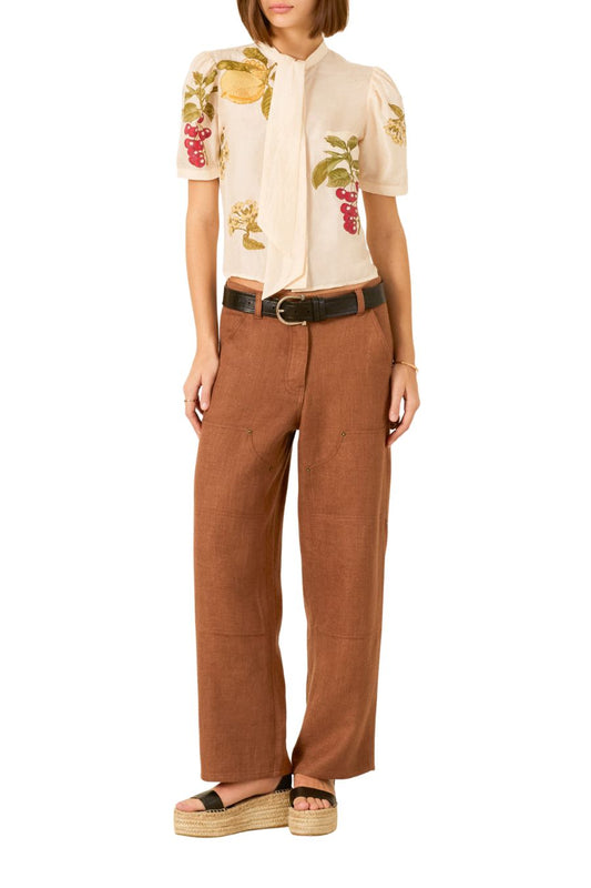 Chance Four Fruit Silk Shirt in Off-White