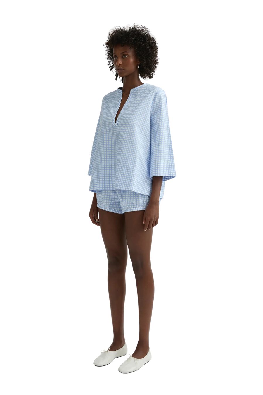 Lila Blouse in Blue Gingham