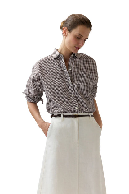 Weekender Shirt in Chocolate Graph Check Cotolino