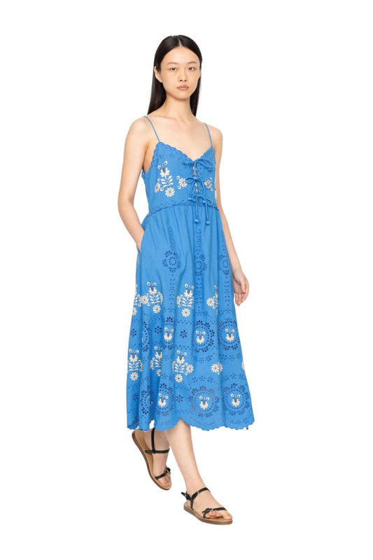 Catharina Embroidered Dress in Blue