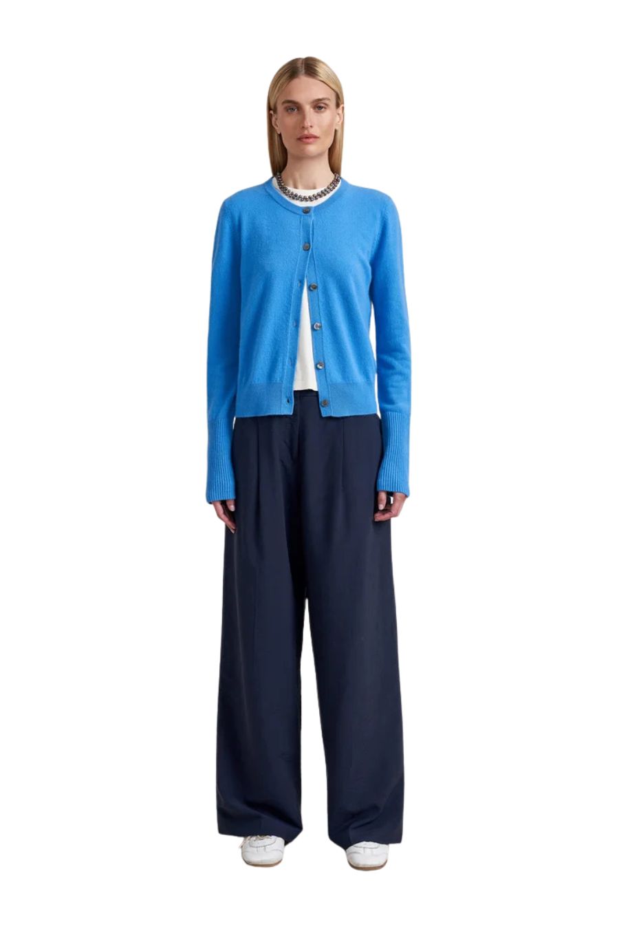 Solid Lean Lines Cardigan in Cerulean