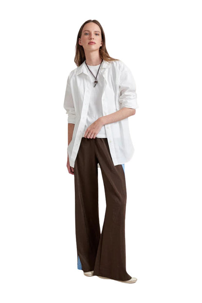 Side Stripe Colby Pant in Chocolate/Cerulean