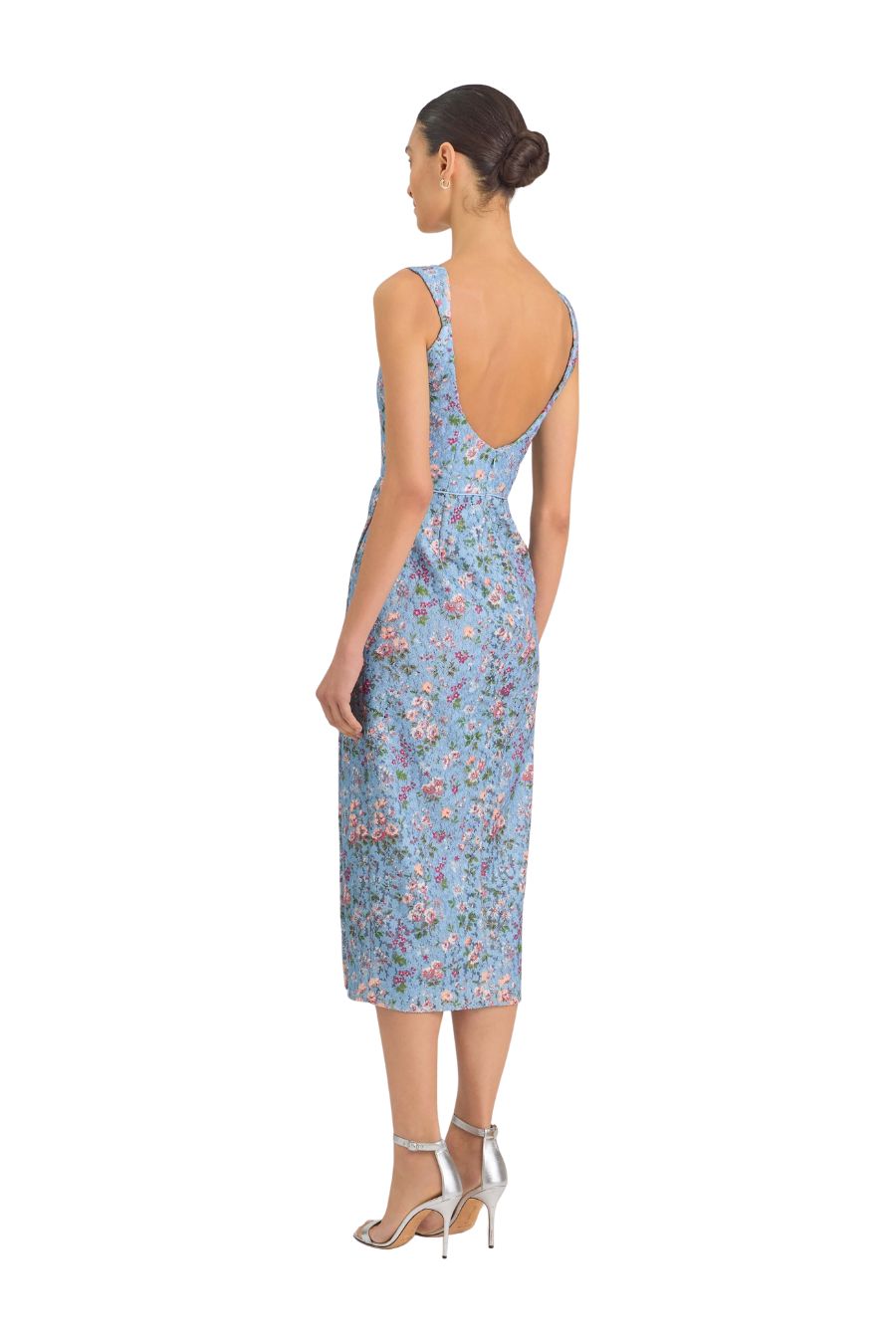 Marla Lace Wrap Skirt Dress in Blue Floral