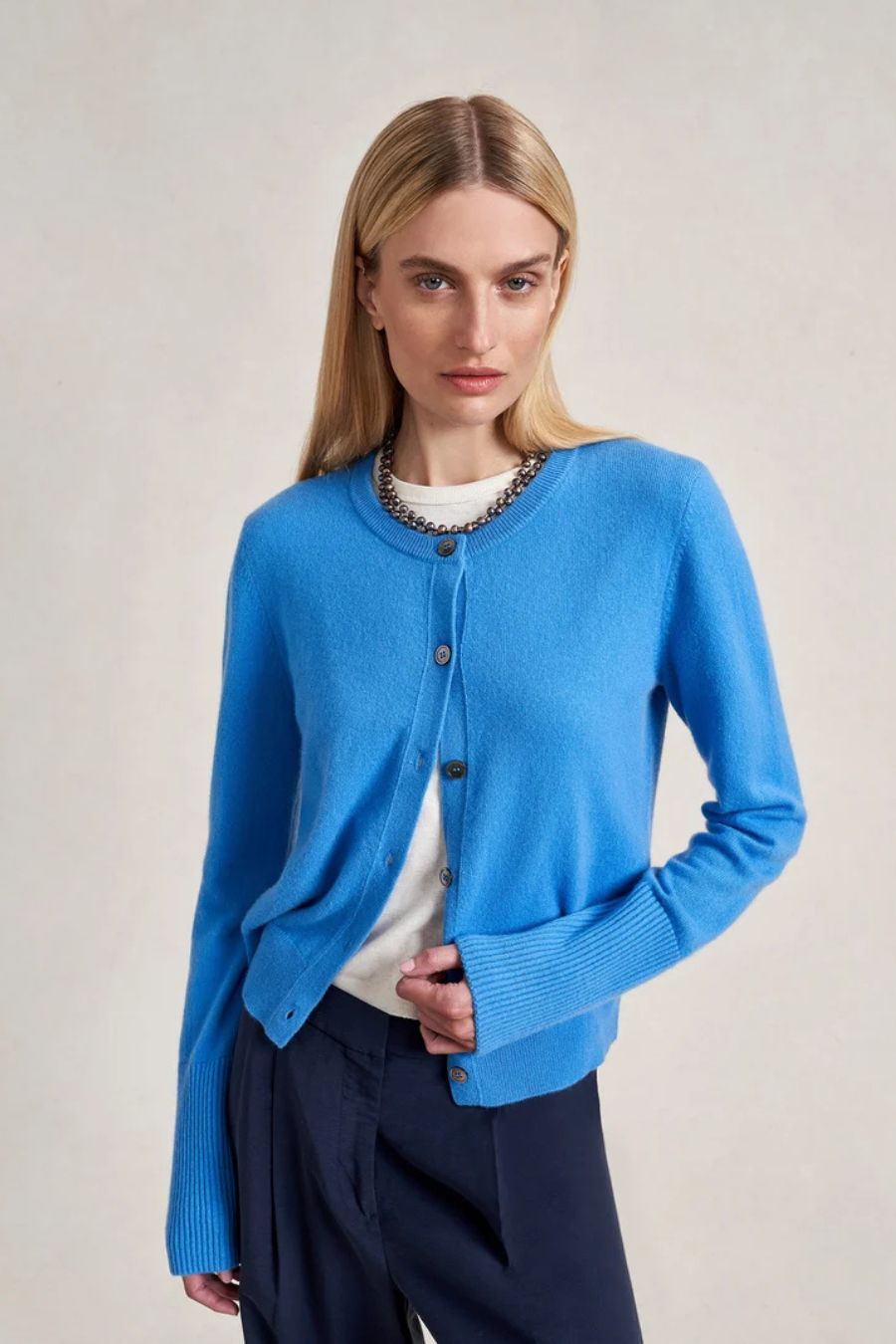 Solid Lean Lines Cardigan in Cerulean