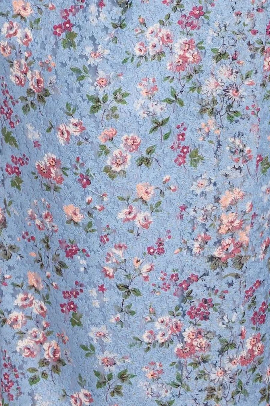Marla Lace Wrap Skirt Dress in Blue Floral