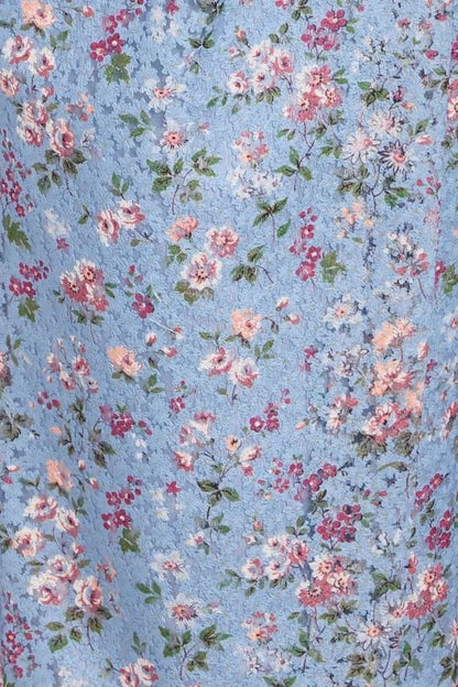 Marla Lace Wrap Skirt Dress in Blue Floral