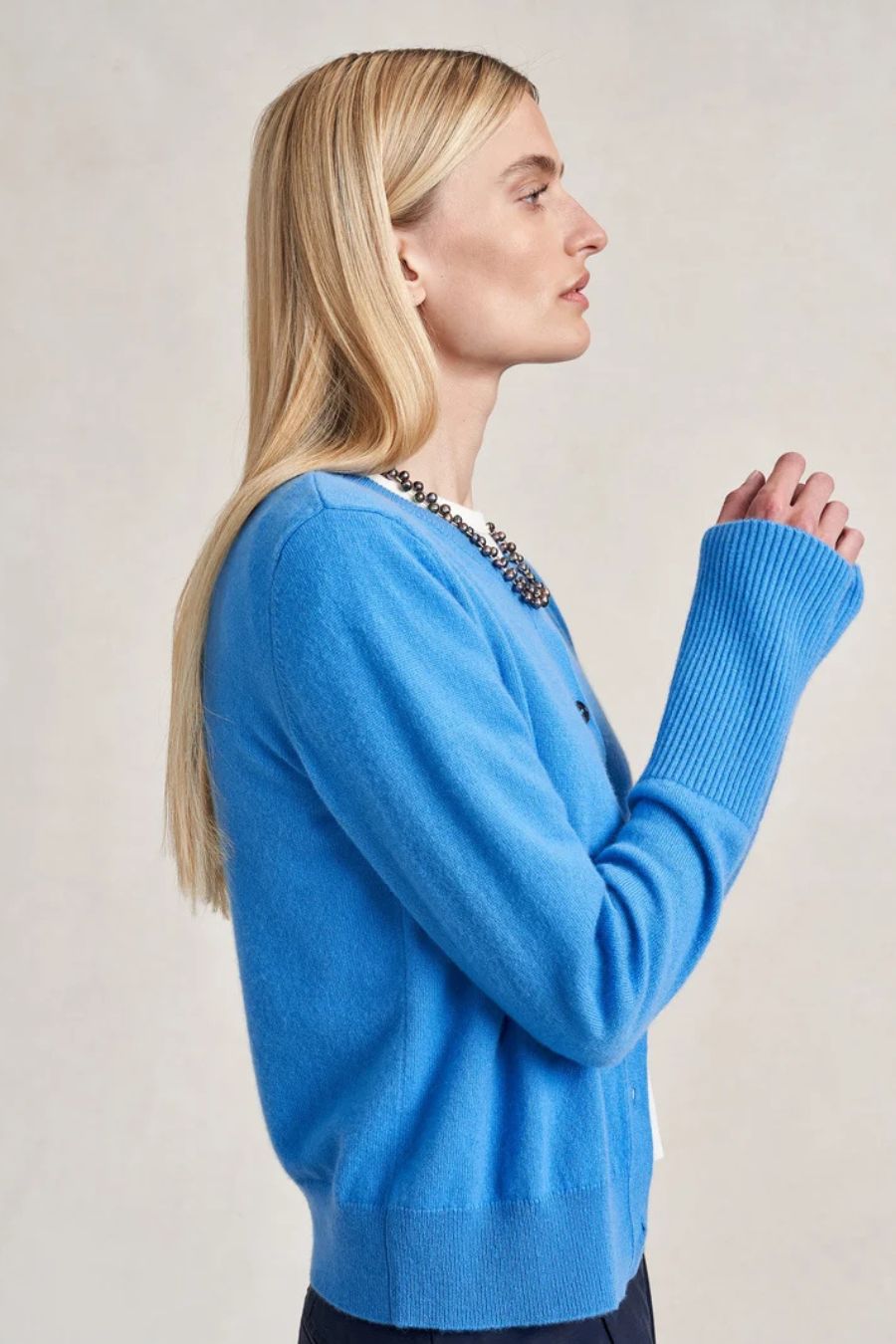 Solid Lean Lines Cardigan in Cerulean