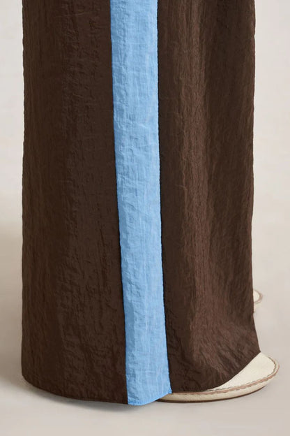 Side Stripe Colby Pant in Chocolate/Cerulean