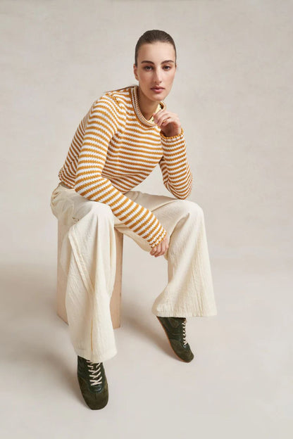 Mini Marina Fine Stripe Sweater in Butterscotch/Ivory