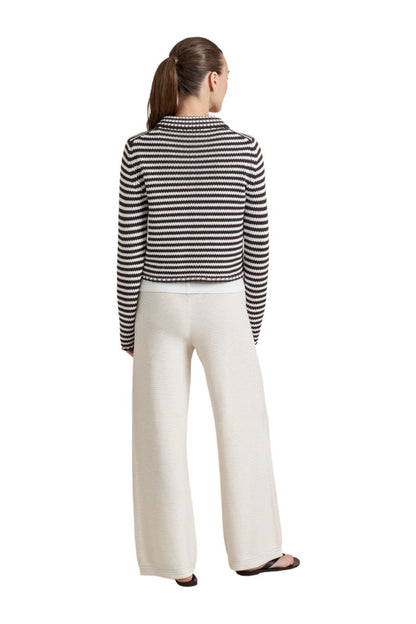 Mini Marina Fine Stripe Cardigan in Chocolate/Ivory