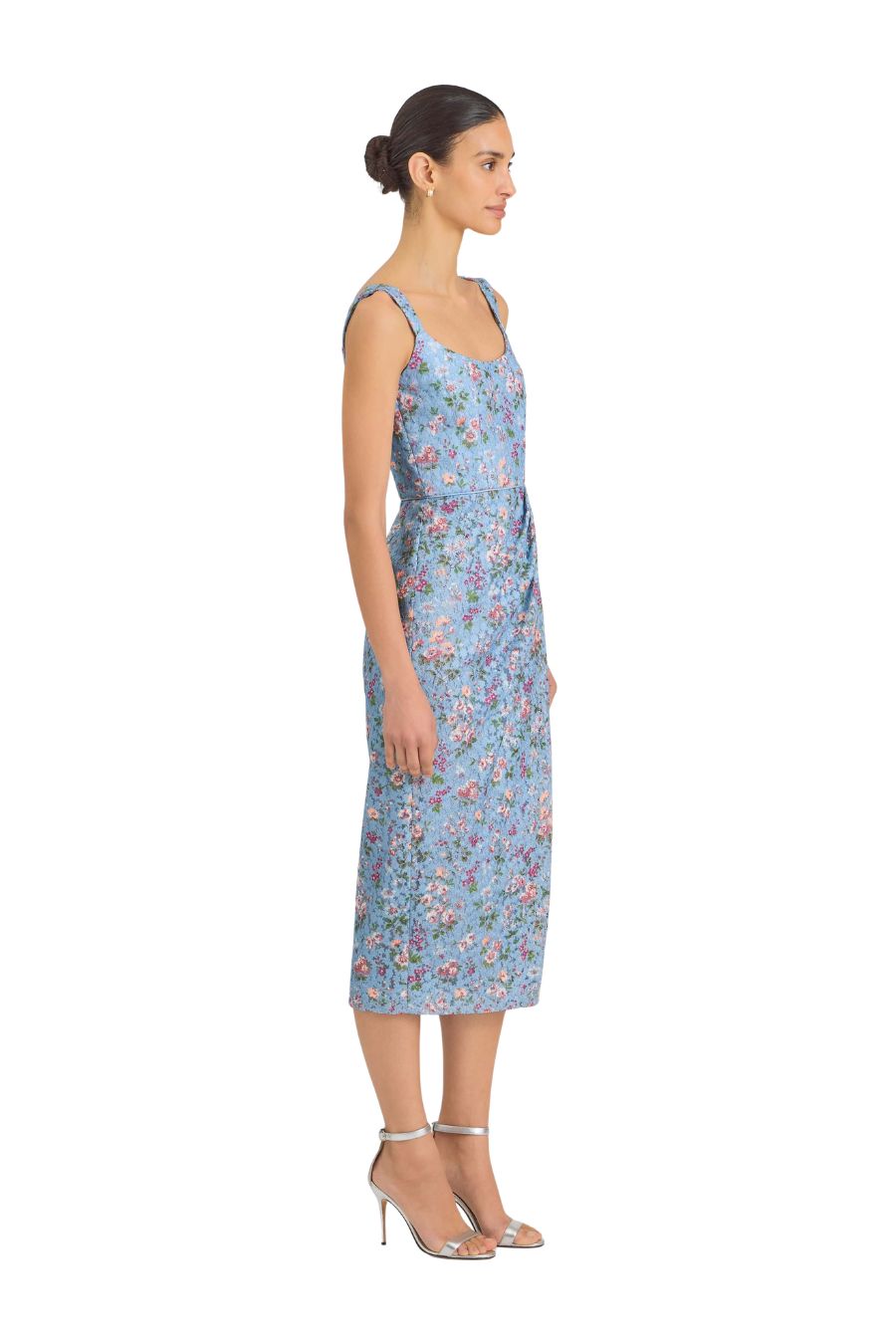 Marla Lace Wrap Skirt Dress in Blue Floral