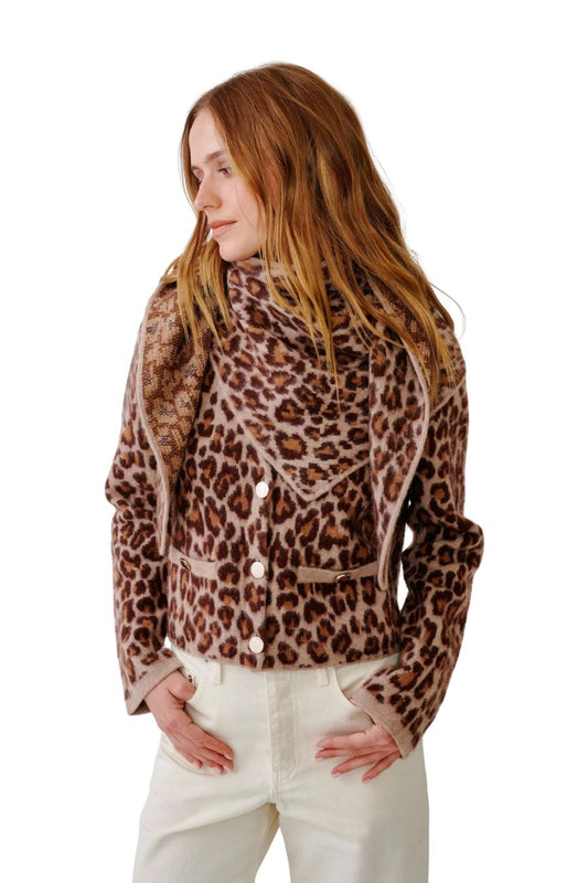 Harper Leopard Scarf in Dune Cinnabar
