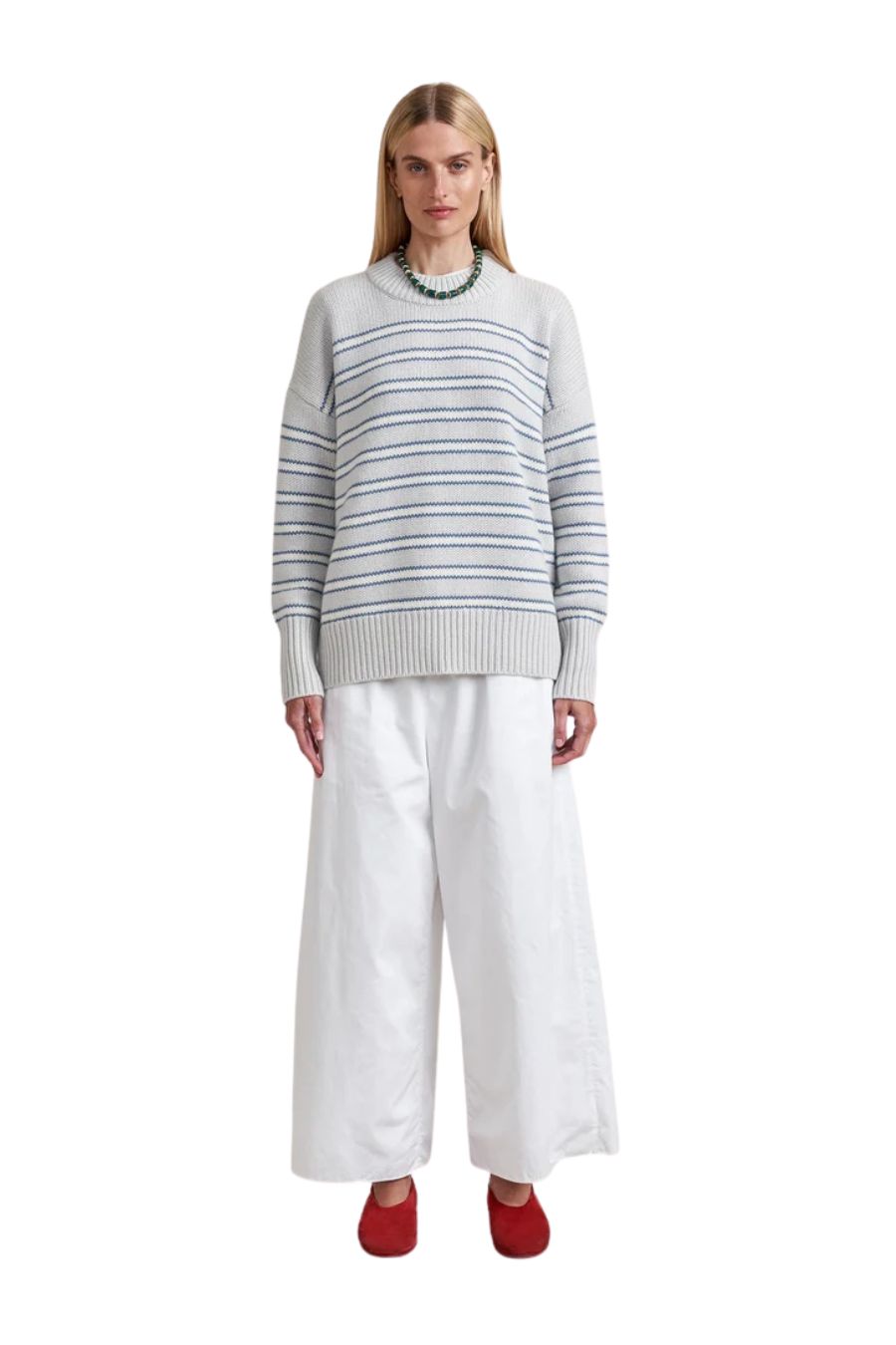 Marin Sweater in Stone/Denim Blue