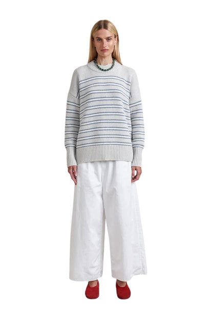Marin Sweater in Stone/Denim Blue