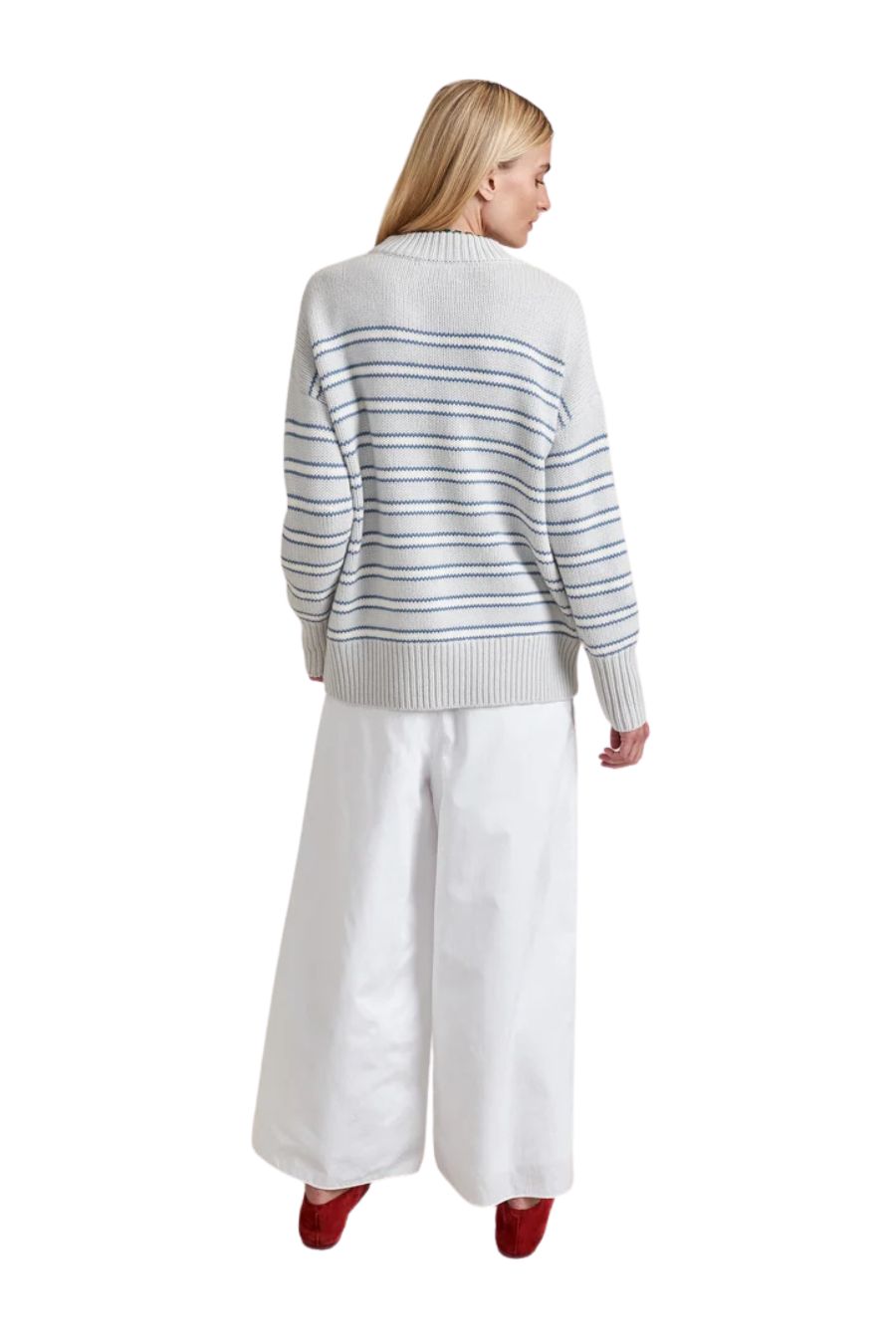 Marin Sweater in Stone/Denim Blue