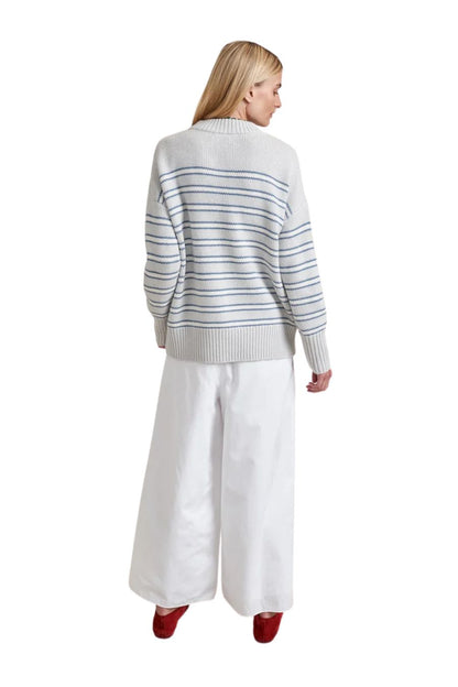 Marin Sweater in Stone/Denim Blue