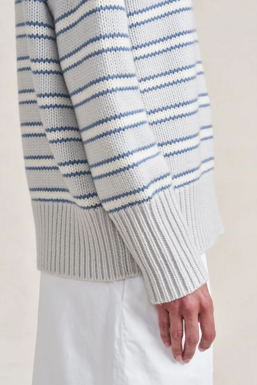 Marin Sweater in Stone/Denim Blue