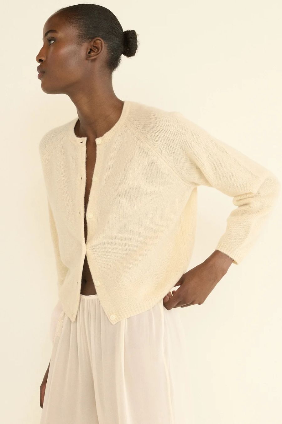 Peroine Cashmere Cardigan in Dogwood