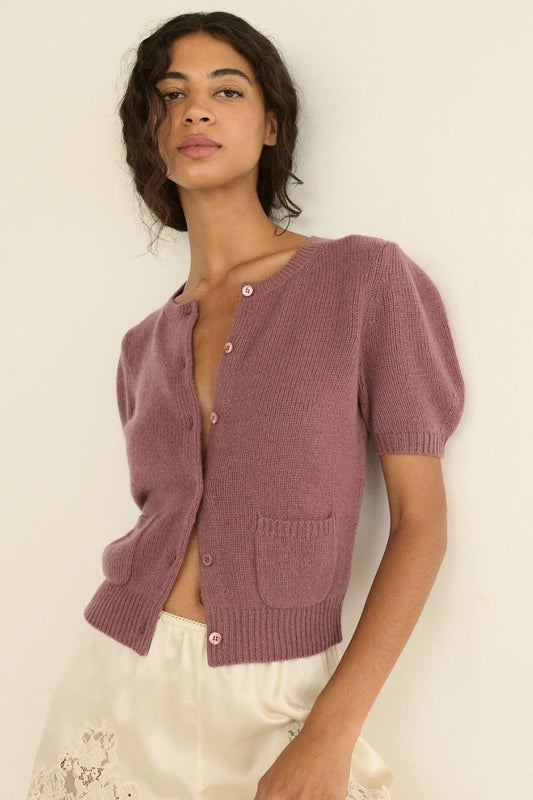 Alesia Cashmere Cardigan in Rose Mauve