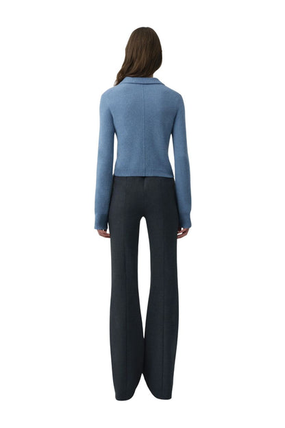 Constance Cashmere Polo in Dusty Blue