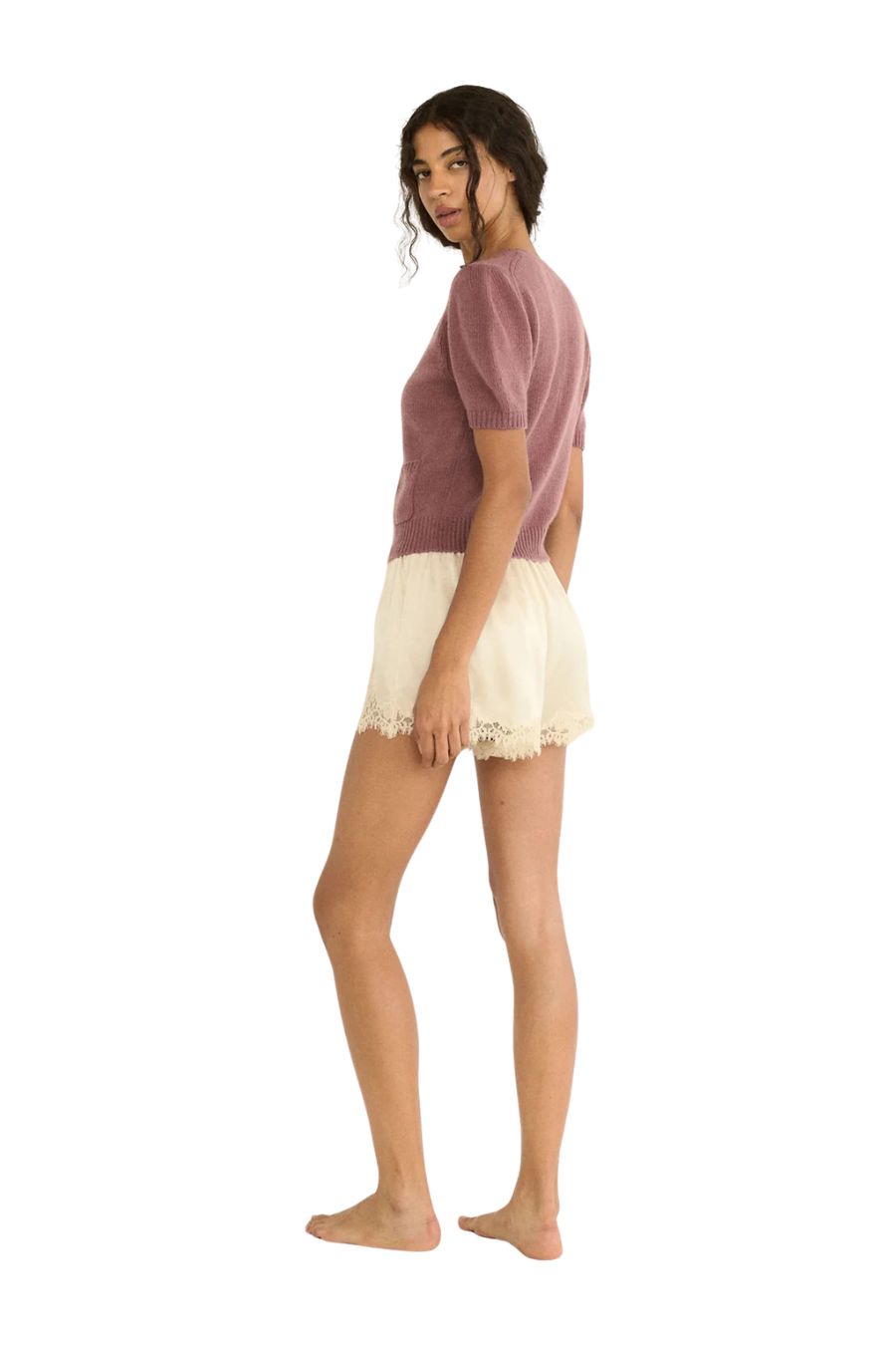 Alesia Cashmere Cardigan in Rose Mauve