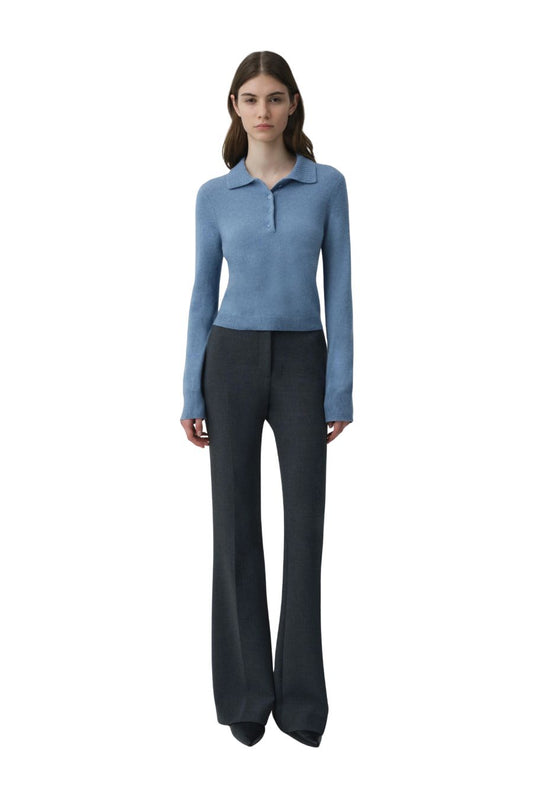 Constance Cashmere Polo in Dusty Blue