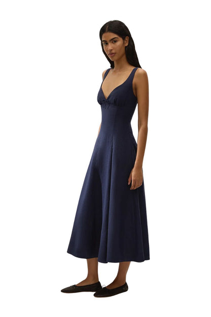 Faithfull the Brand Adalee Midi Dress in Navy, alternate view
