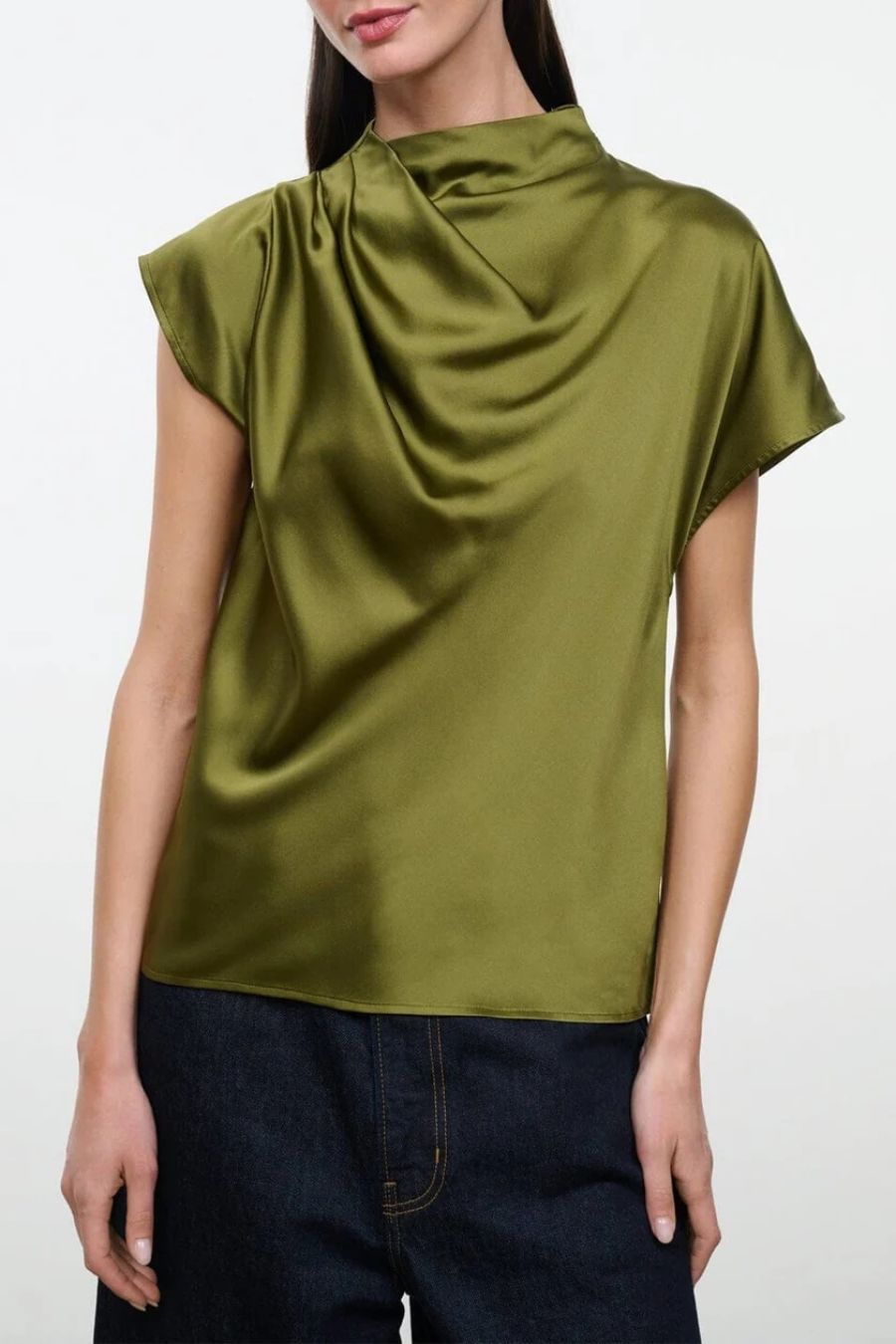 Davina Silk Top in Pear