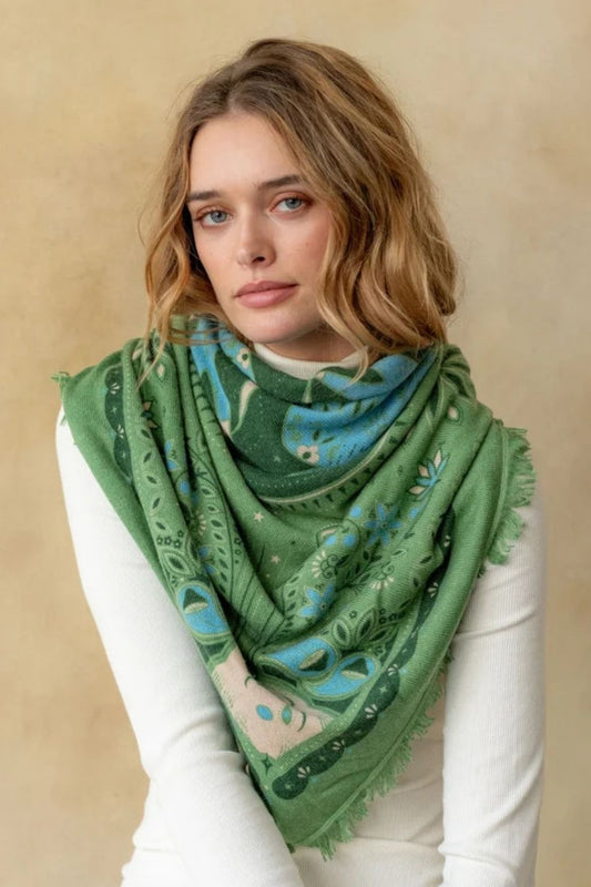 Love Bird Bandana in Sage/Azure/Teal