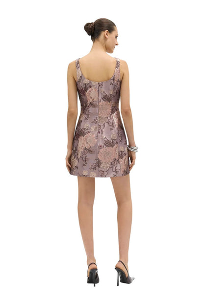 DELPHINE Cecily Dress in Rosewater Multi, designer dress — back view