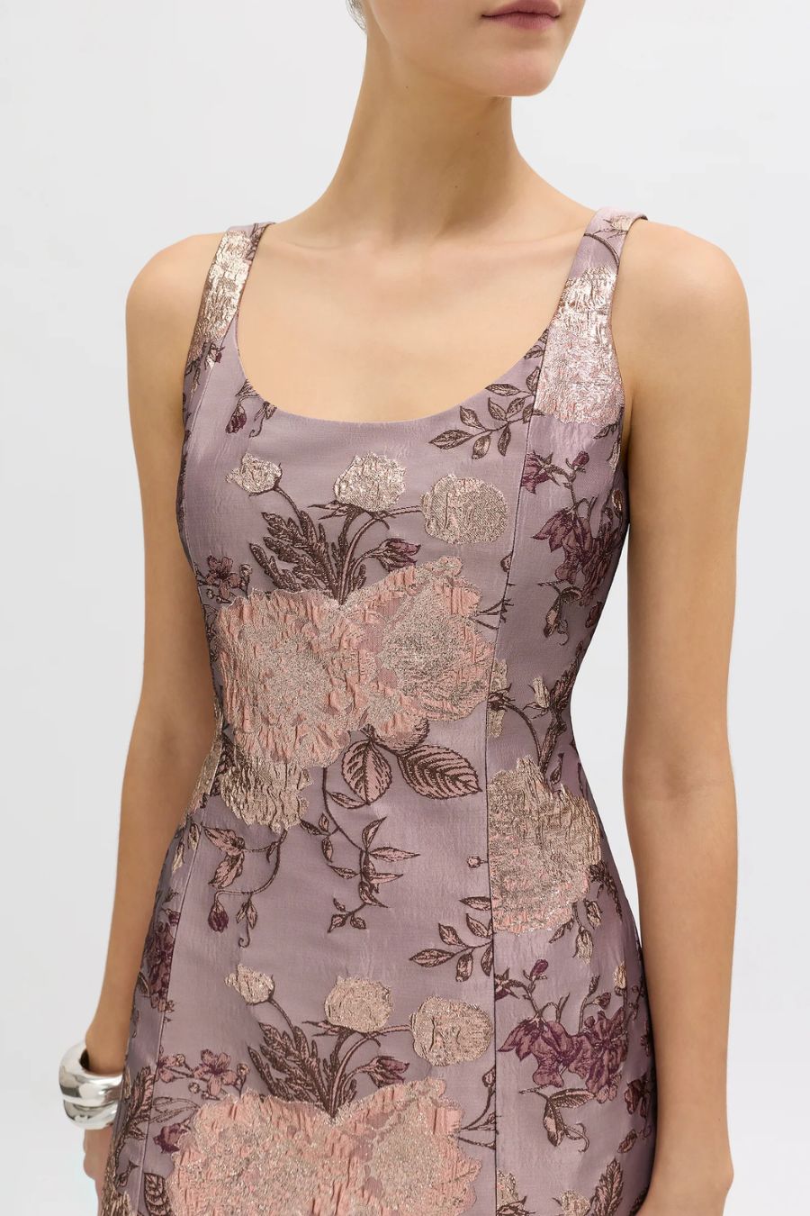 DELPHINE Cecily Dress in Rosewater Multi, designer dress — styled view