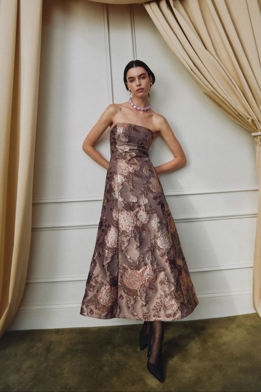 DELPHINE Colette Dress in Rosewater, designer dress — close-up view
