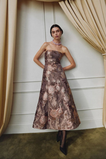 DELPHINE Colette Dress in Rosewater, designer dress — close-up view