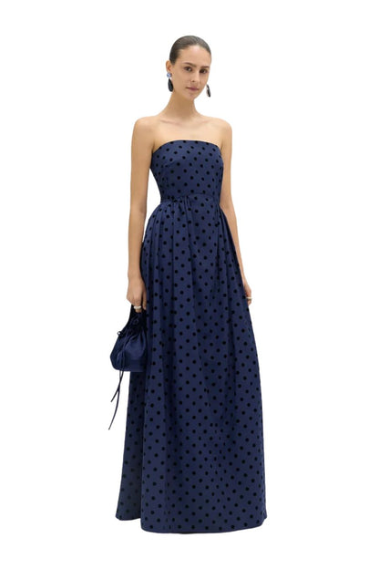 DELPHINE Audrey Dress in Midnight Multi, designer dress — detail view