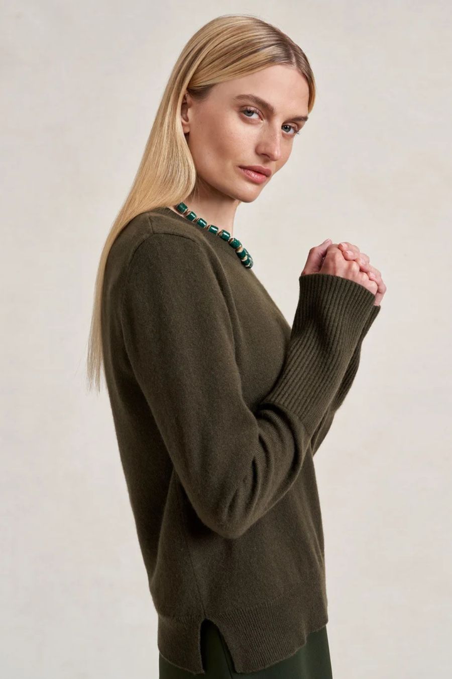 Solid Lean Lines Sweater in Olive