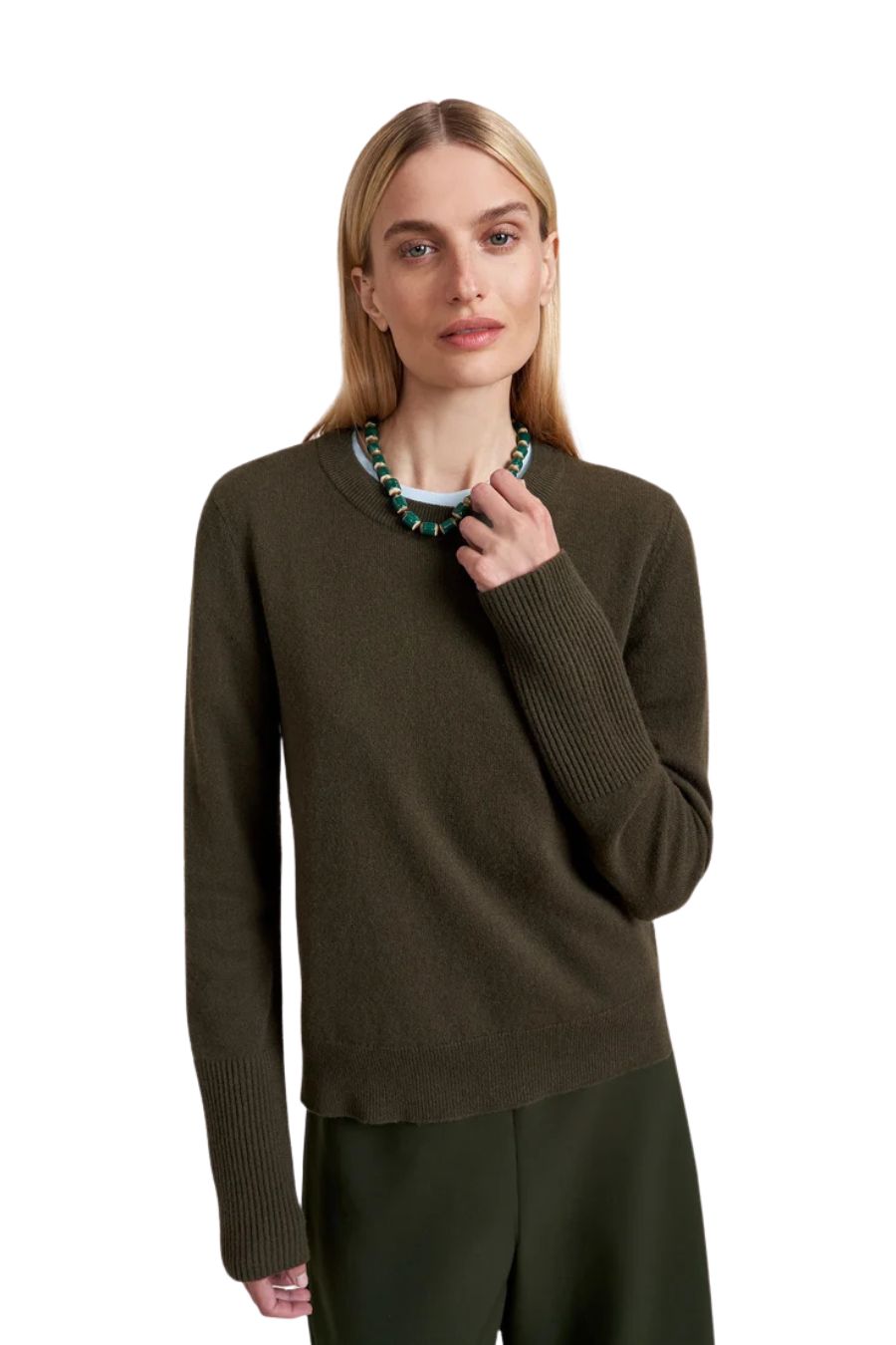 Solid Lean Lines Sweater in Olive
