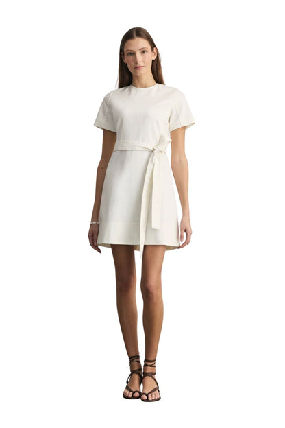 Short Ella Denim Dress in Chalk
