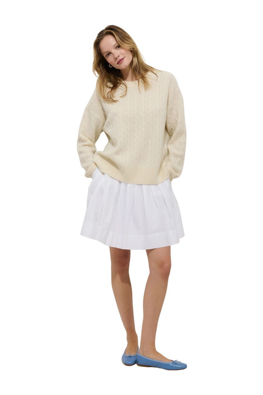 Charlie Cable Cashmere Sweater in Cloud