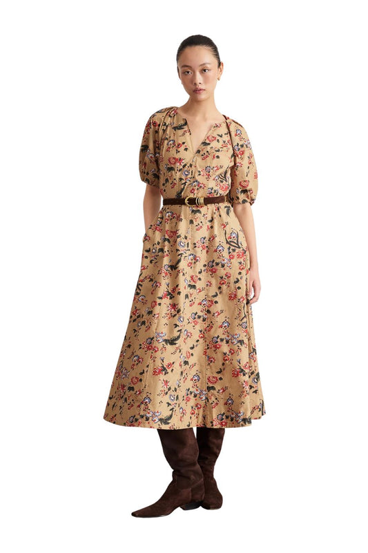 Piper Dress in Dark Khaki Multi