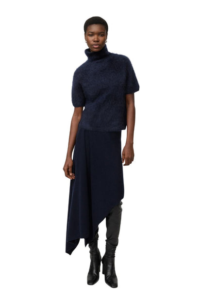 Brushed Short Sleeve Turtleneck in Navy