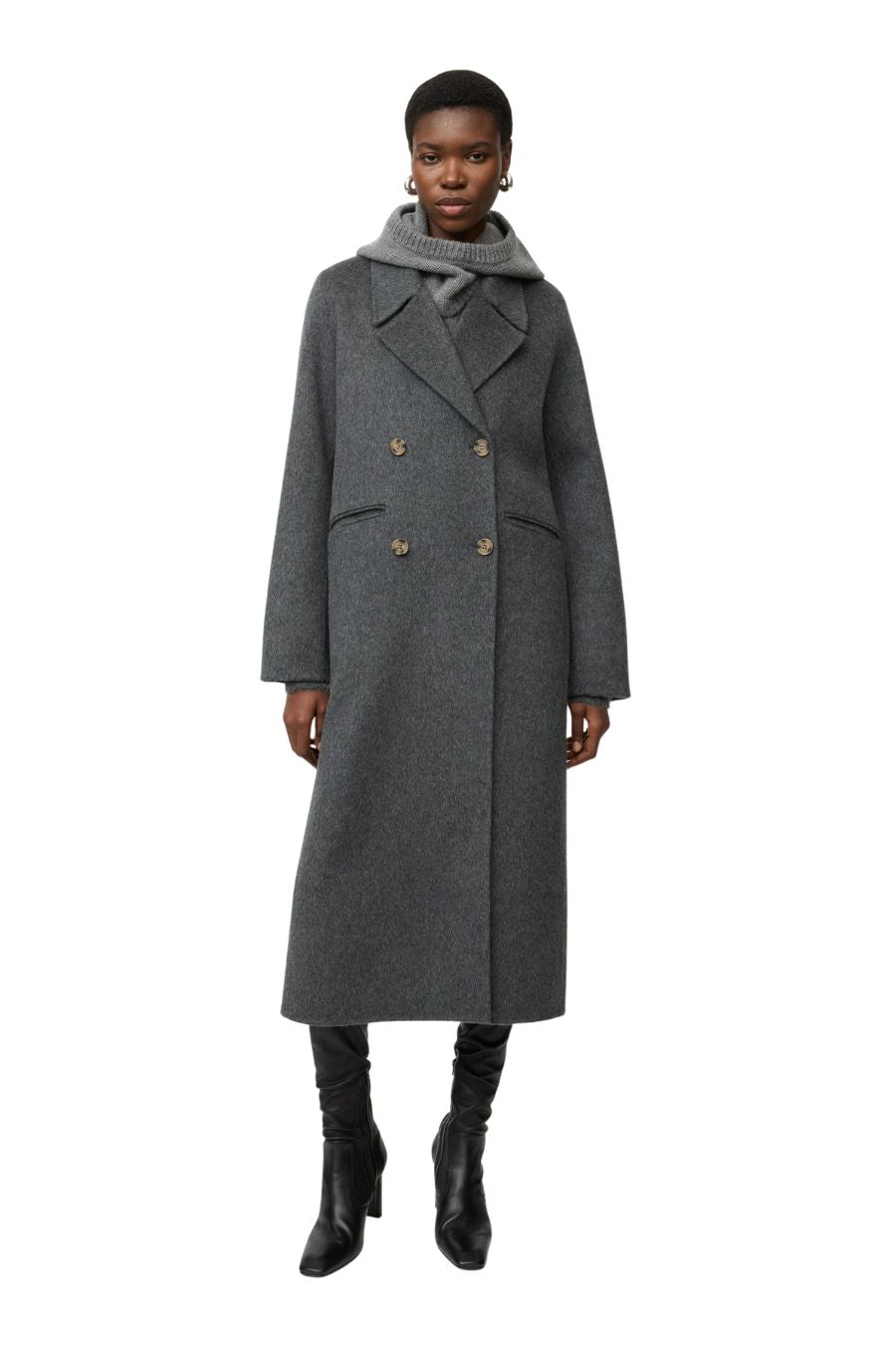 Double Breasted Coat in Anthracite Melange