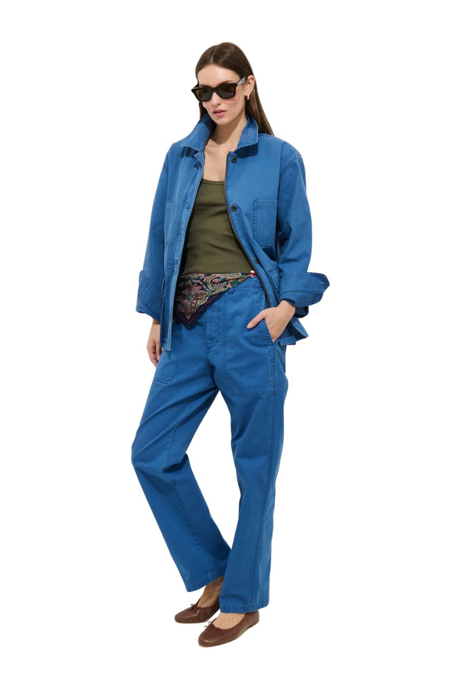 Painter Jacket in Herringbone Washed Cobalt