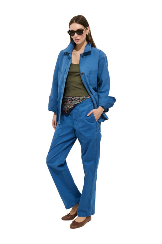 Painter Jacket in Herringbone Washed Cobalt